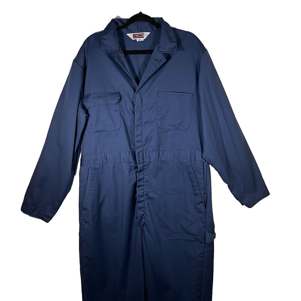 Vintage Big Mac JC Penny Coveralls Mens Sz 44L Blue Workwear USA Cotton Blend